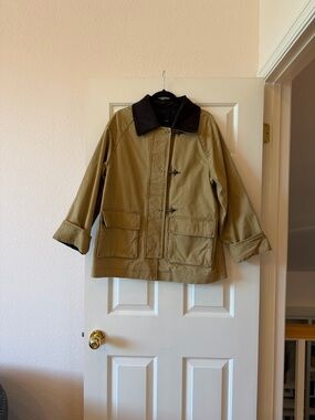 Mango Two-Tone Beige and Dark Brown Corduroy Collar Jacket size Medium.